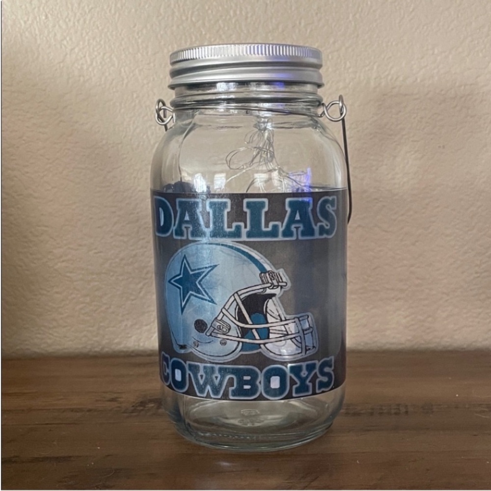 Dallas Cowboys Glass Light-Up Mason Jar